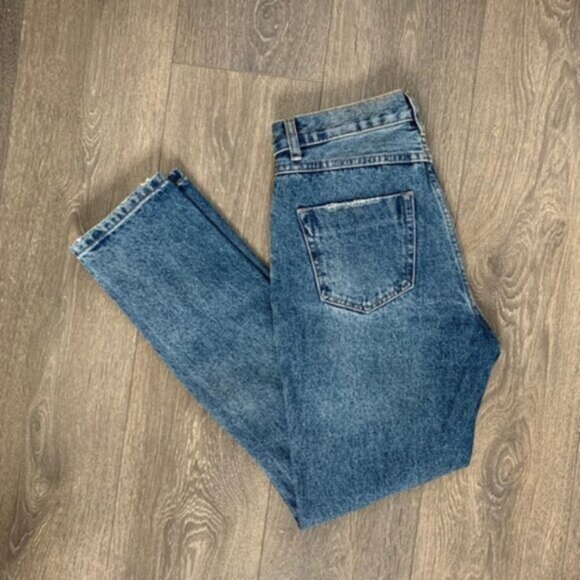 Superdown Revolve Angie Girlfriend Jeans Straight Leg Wash Blue High rise 25 - Picture 3 of 15